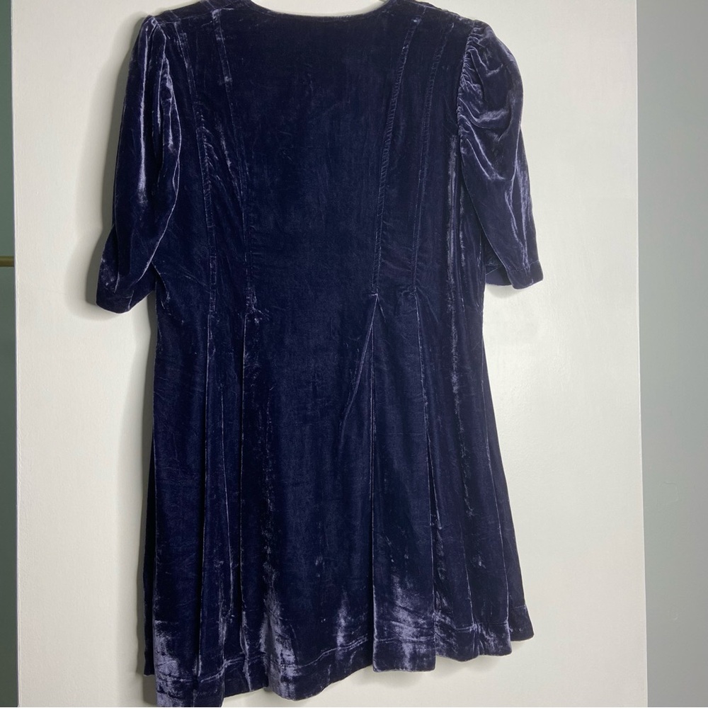 FREE PEOPLE Velvet Blue Tunic Boho Mini Dress Medium - Picture 7 of 7